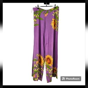 Farm rio purple sun flower viscose pants